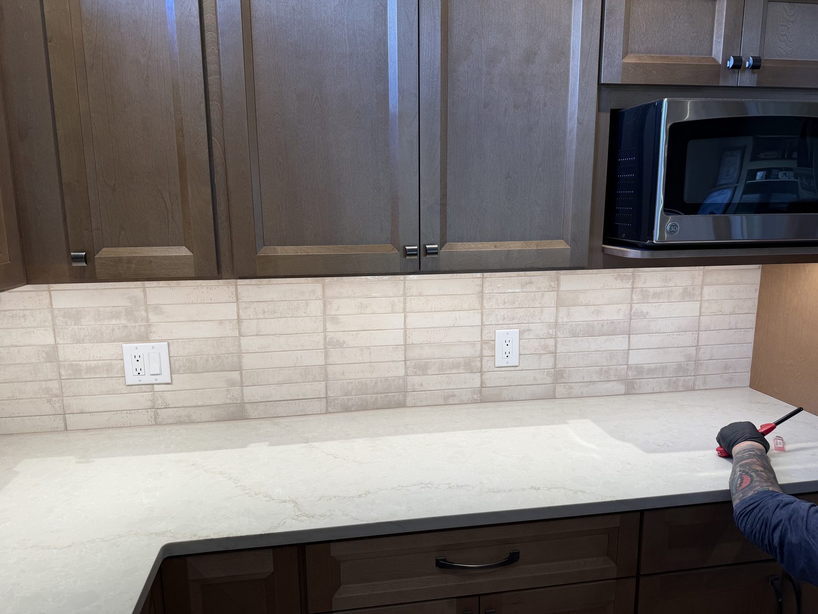 Tile backsplash being set in Rifle, by Rock Royalty
